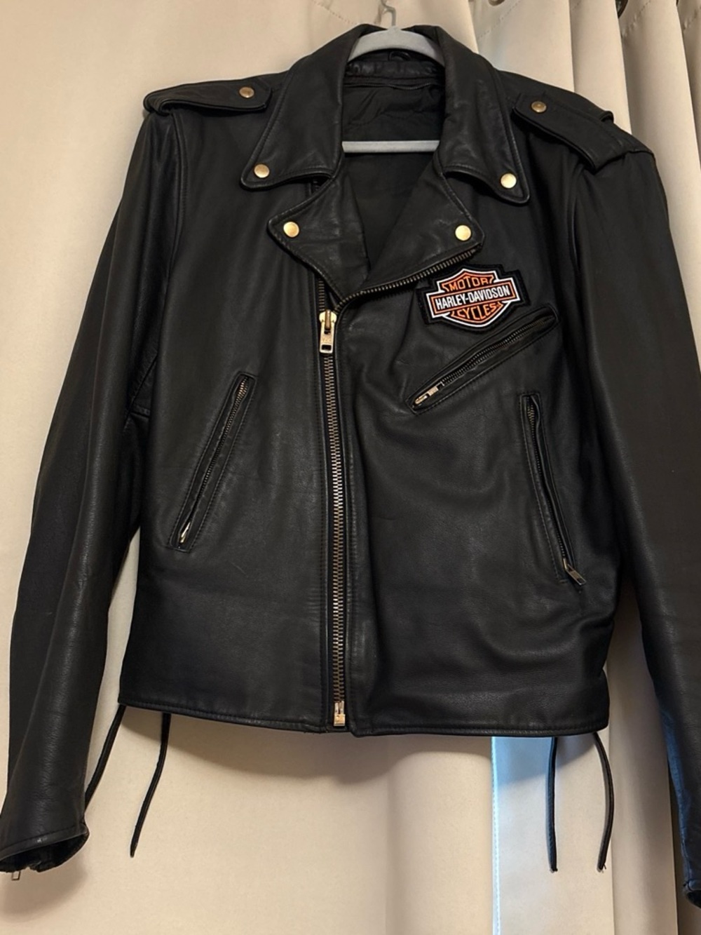 Harley-Davidson Black Leather Classic Moto Jacket with Patch